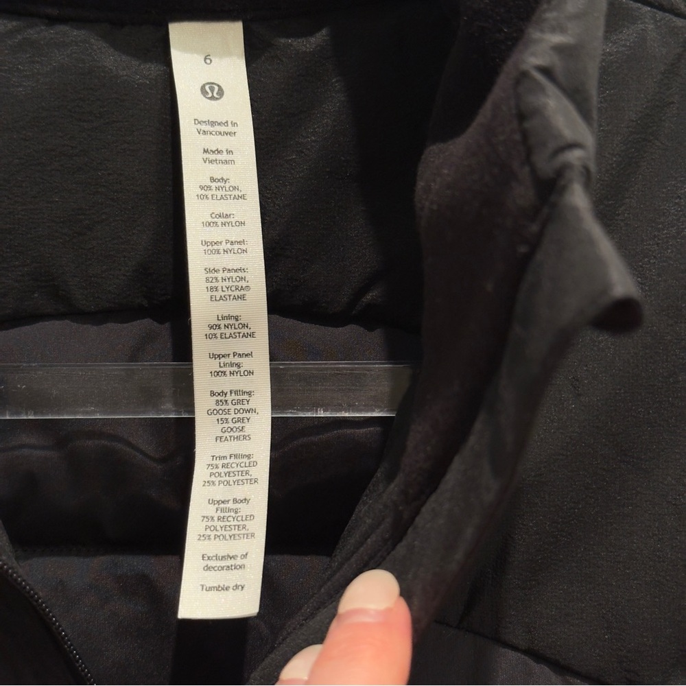 NWT - Lululemon Down For It All Vest Black Sleeveless Zip-Up - Picture 12 of 16